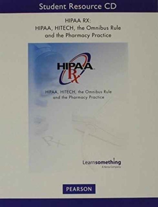HIPAA, HITECH, the Omnibus Rule and the Pharmacy Practice 9780134021836 ..