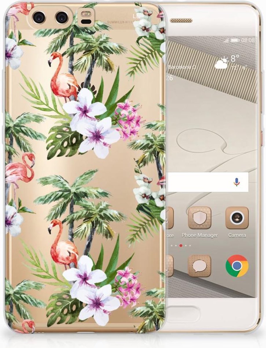 Huawei P10 Plus TPU Hoesje Flamingo Palms