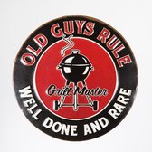 Signs-USA Old Guys Rule - grill master - bbq - retro wandbord - vader - rond 35 cm