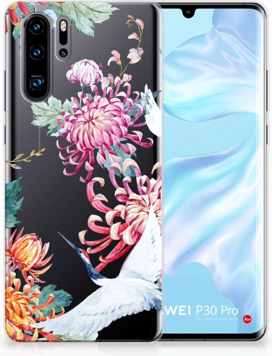 Huawei P30 Pro TPU Hoesje Bird Flowers