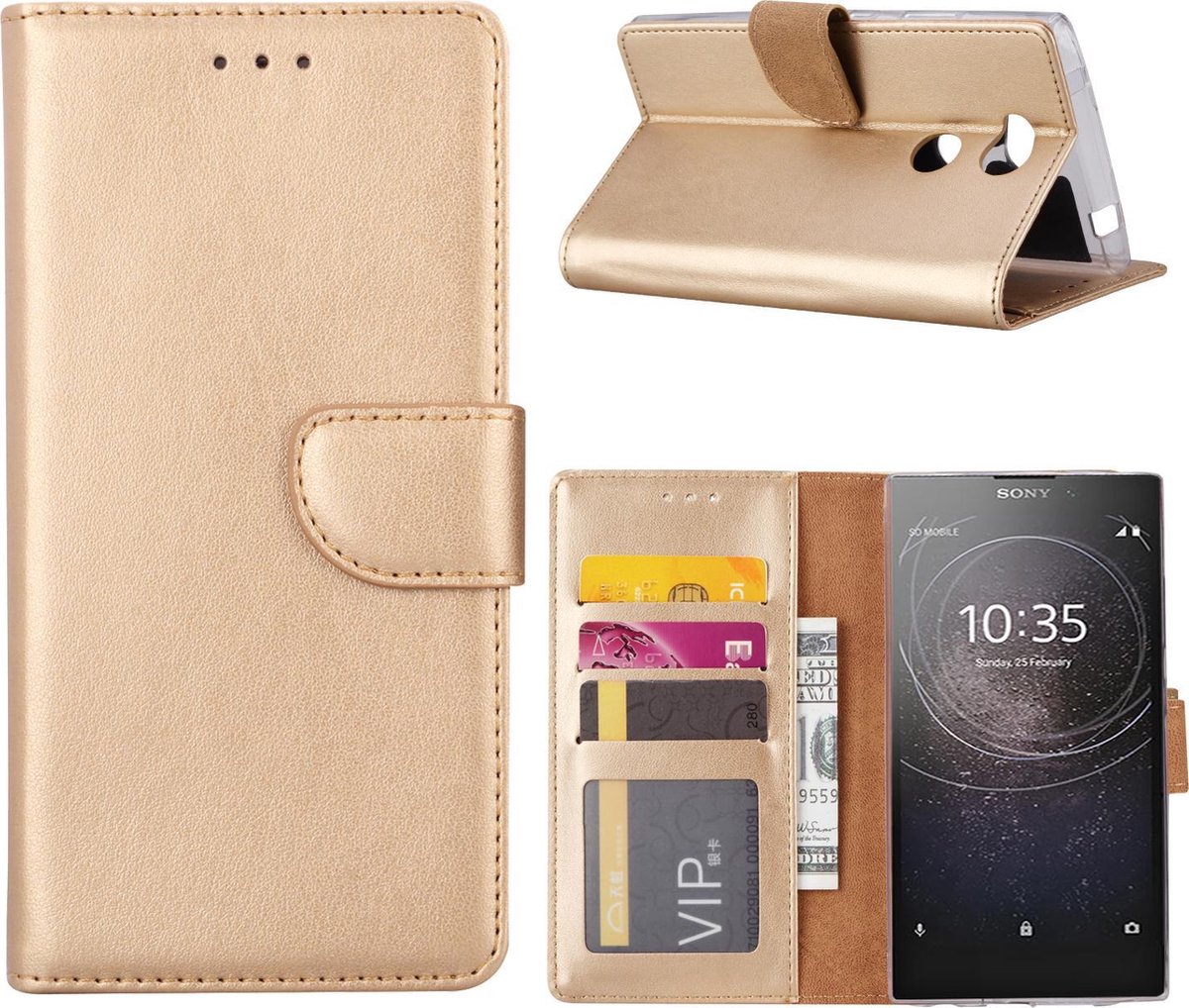 Sony Xperia L2 Hoesje boektype case / geschikt voor 3 pasjes Champagne Goud