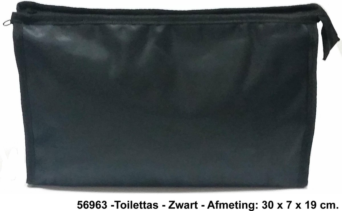 Rojafit - Luxe Toilettas - Glanzend Zwart - Groot -afmeting 30 x 7 x 19 cm.