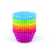 Insonder Silicone muffinvormpjes - 24 cupcake bakvormen - Voor brownies, muffins, cakes - In 6 kleuren: blauw, groen, geel oranje, rood, paars - Ideaal voor verjaardagen - Bakvorm