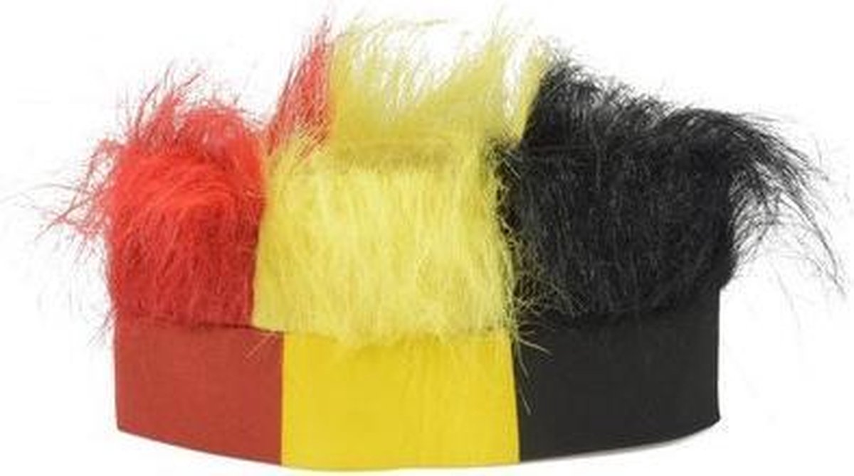 België Hoofdband Met Pruik Rood/geel/zwart - België