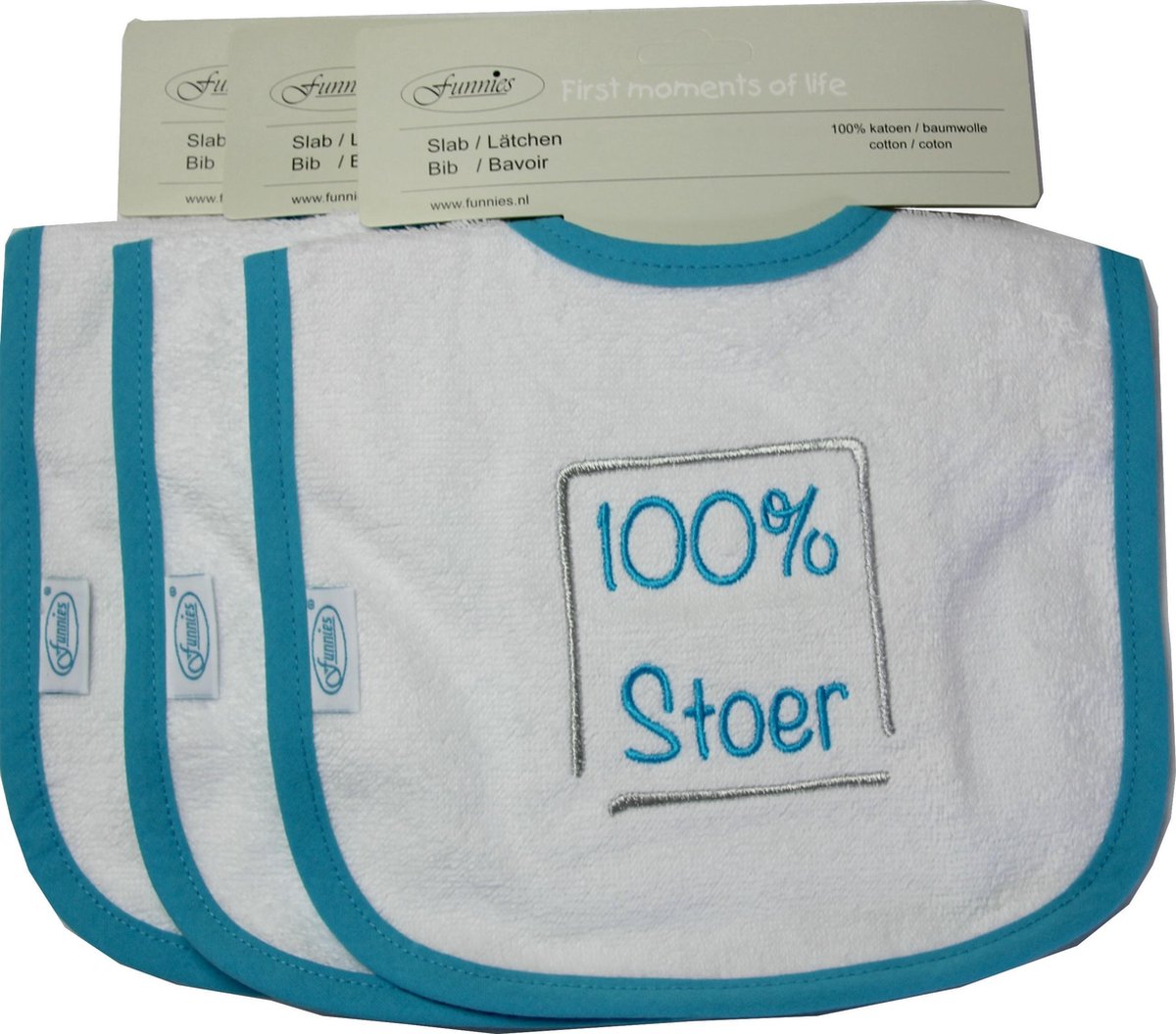 Goedkoopste Funnies, Slabbetjes set van 3 –100 Stoer