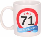 Verjaardag 71 jaar verkeersbord mok / beker