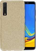 Glitter Hoesje geschikt voor Samsung Galaxy A7 (2018) Siliconen TPU Case Goud - Glitters Cover van iCall