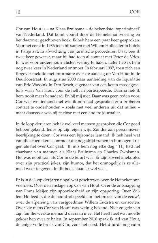 Pagina 12 uit het boek 'Cor' met tekst over het levensverhaal van Cor.