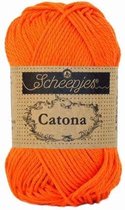 Scheepjes Catona Royal Orange (189) PAK MET 10 BOLLEN a 50 GRAM. INCL. Gratis Digitale vinger haak en brei toerenteller.