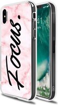 Apple Iphone X / XS marmer look roze / wit siliconen hoesje - Focus