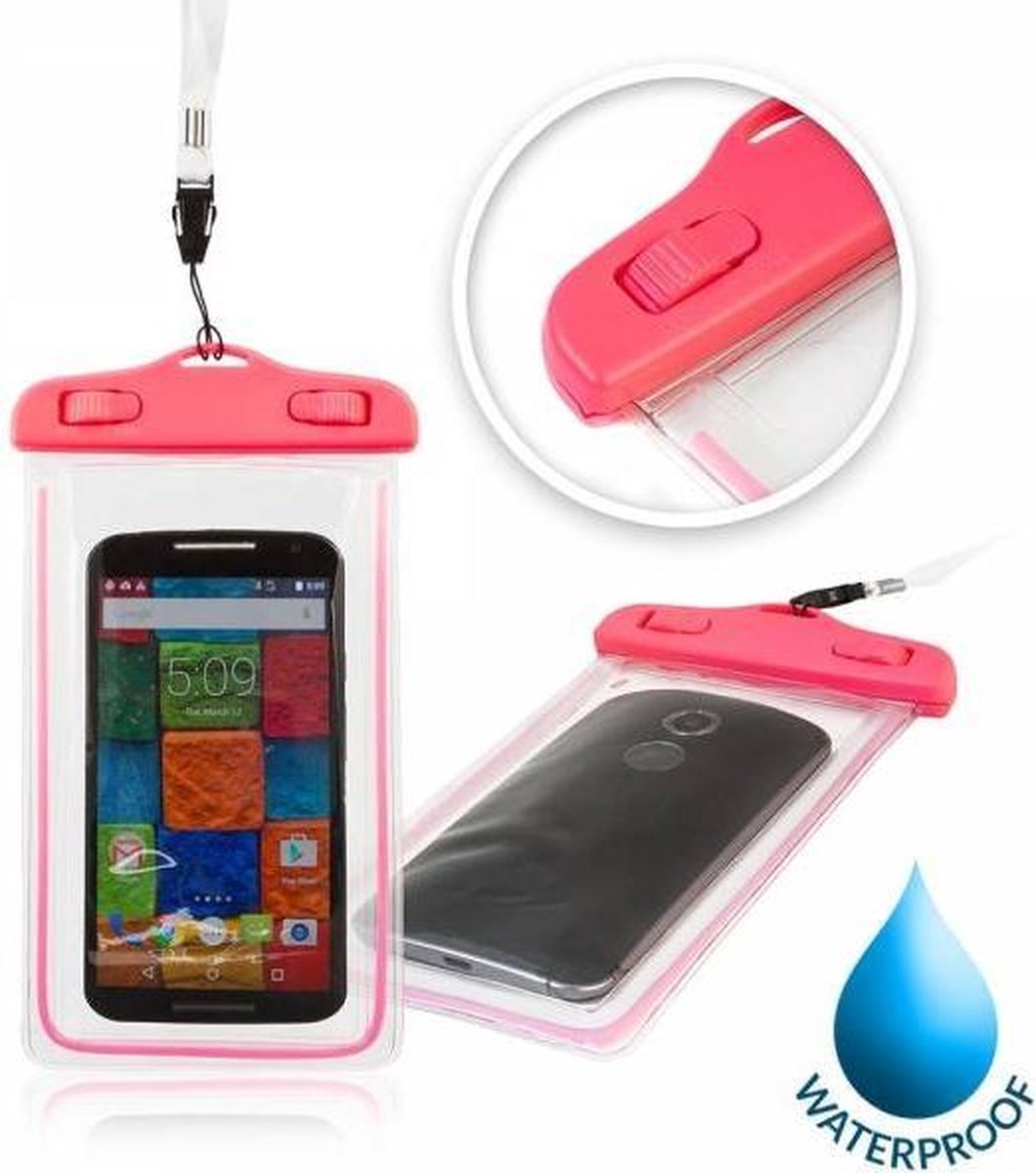 Glow Waterdichte Waterproof Case 4.8 - 5.5 175x105mm Roze