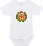 Kerst baby rompertje met Rudolf het rendier wit jongens en meisjes - Kerstkleding baby 68 (4-6 maanden)