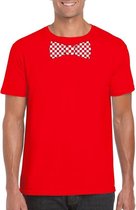 Rood t-shirt met geblokte Brabant strik voor heren S