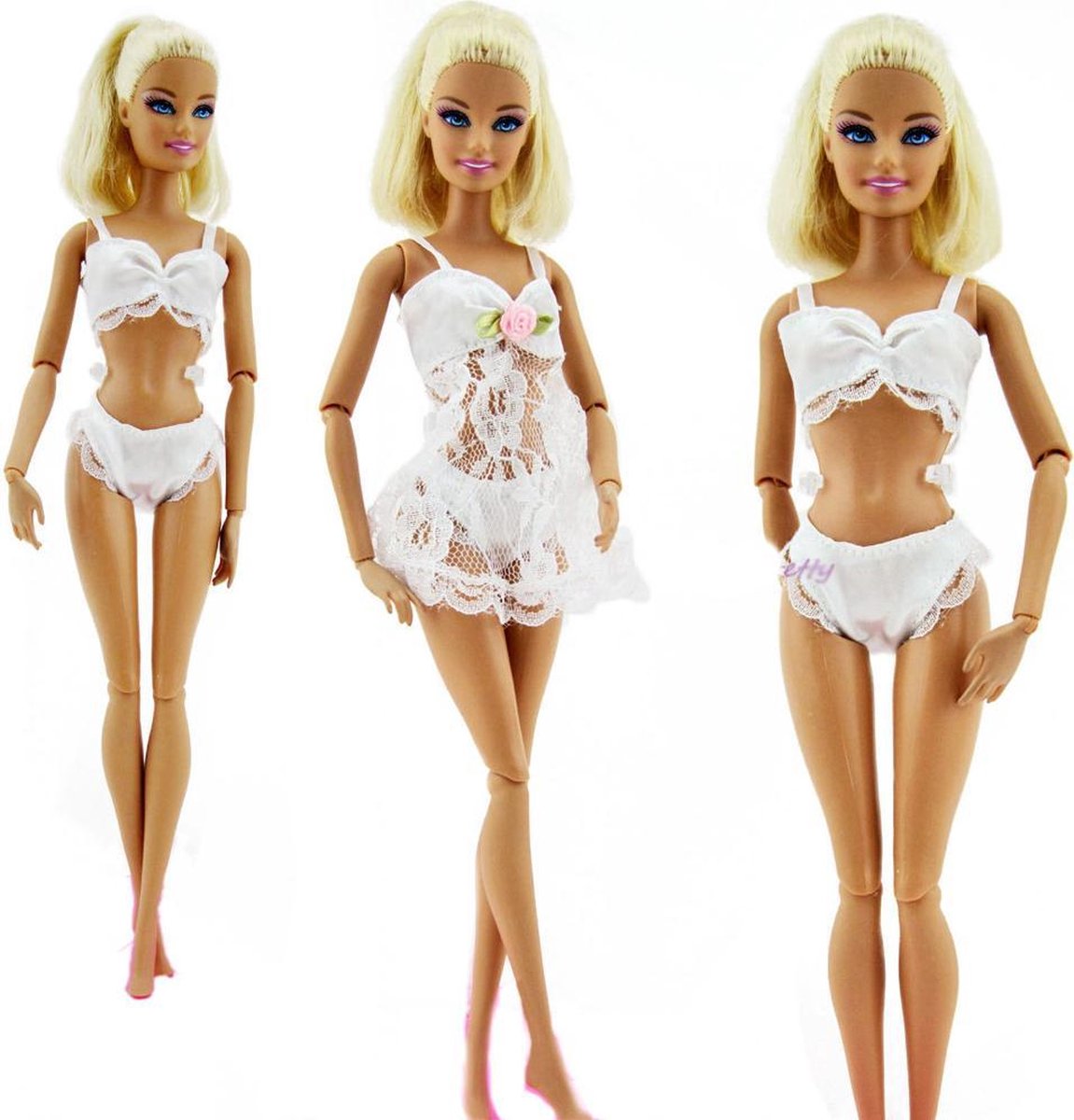 Barbie Lingerie/ondergoed set - Onderbroek, bh en nachthemd met kant. |  bol.com