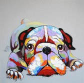 Schilderij gekleurde hond 60 x 60 Artello - handgeschilderd schilderij met signatuur - schilderijen woonkamer - wanddecoratie - 700+ collectie Artello schilderijenkunst
