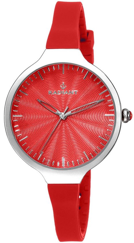 Radiant New Horloge - Zilverkleurig (kleur kast) - Rood bandje - 36 mm