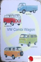 METALEN WANDBORD - VW COMBI WAGON -RECLAMEBORD - MUURPLAAT - VINTAGE - RETRO - WANDDECORATIE -TEKSTBORD - DECORATIEBORD - RECLAME  - NOSTALGIE - AUTO- 30 x 20 cm - nr 5941