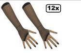 12x Paar Nethandschoenen lang vingerloos zwart