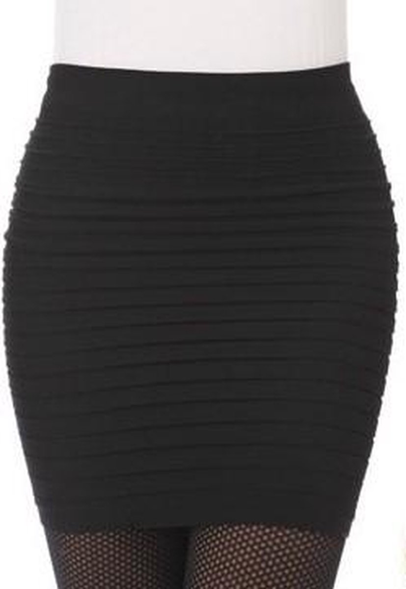 Fashionidea – mooie zwarte mini rok hoog model stof, stretch maat | bol.com