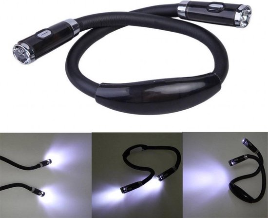 Flexibele nek led leeslamp - verlichting om te lezen - lampje in zwart -  DisQounts | bol.com