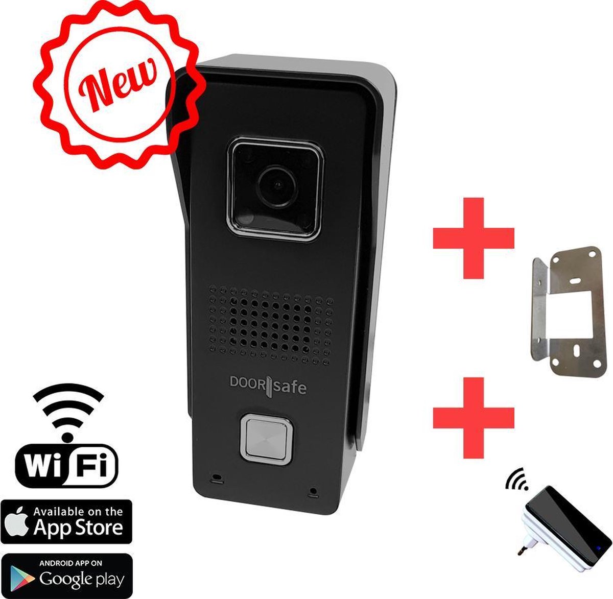 Camera deurbel via internet (WiFi of WLAN) met iPhone of Android app  Doorsafe 6621 | bol.com