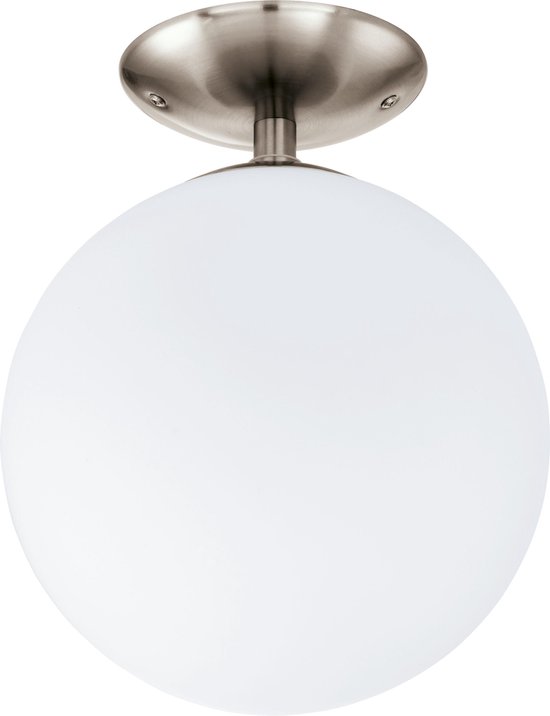 EGLO - Plafondlamp - 1 Lichts - Ø250mm. Nikkel-Mat - Wit | bol.com
