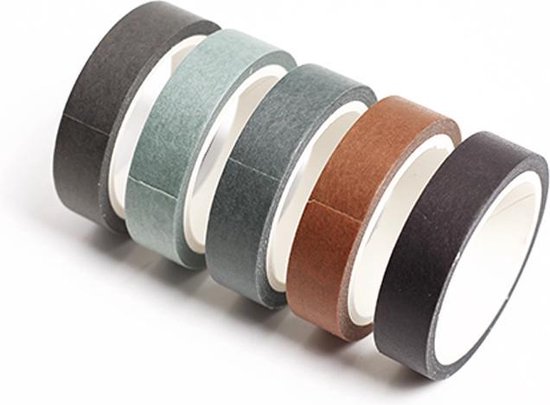 Paper and DIY - washi tape Forest - set van 5 rollen - bruintinten - scrapbooking - plakband - Merkloos