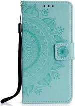 Shop4 - iPhone Xr Hoesje - Wallet Case Mandala Patroon Mint Groen