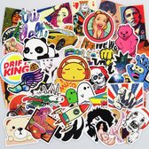 Mix van 200 verschillende stickers voor skateboard/laptop/koffer/muren/mobieltje etc. Kleurvast en waterproof. Coole afbeeldingen