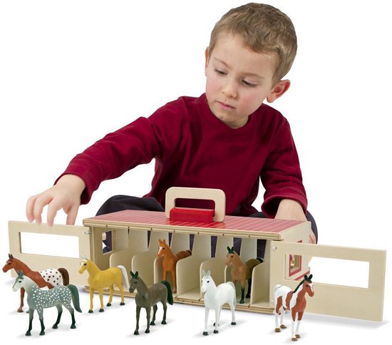 Thumbnail van een extra afbeelding van het spel De draagbare stal voor showpaarden van Melissa & Doug (speelset, bevordert creatief leren, 8 speelgoedpaarden, geweldig cadeau voor meisjes en jongens - ideaal voor kinderen van 3, 4, 5 jaar en ouder)