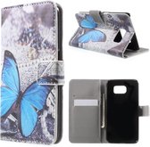 Samsung galaxy S6 blauw vlinder agenda wallet hoesje