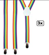 3x Bretel regenboog - Thema feest festival gay pride bretels rainbow