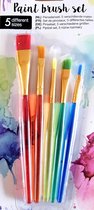 Paint brush set penselenset 5 verschillende maten - verfkwastjes - schilderen aquarel