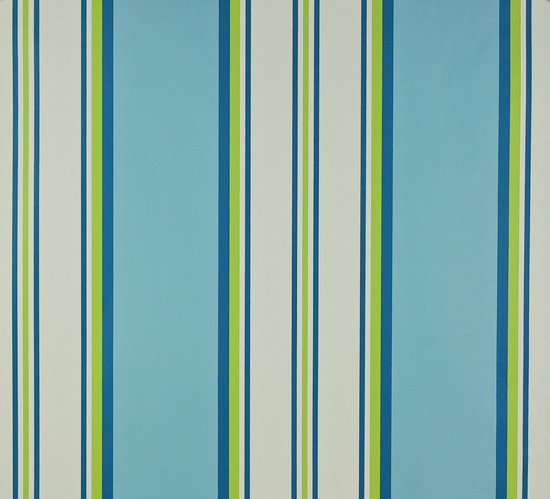 Dutch Wallcoverings Papierbehang streep - blauw/groen/wit