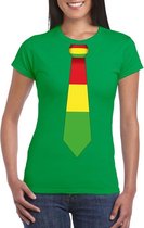 Groen t-shirt met Limburgse kleuren stropdas dames - Carnaval shirts M