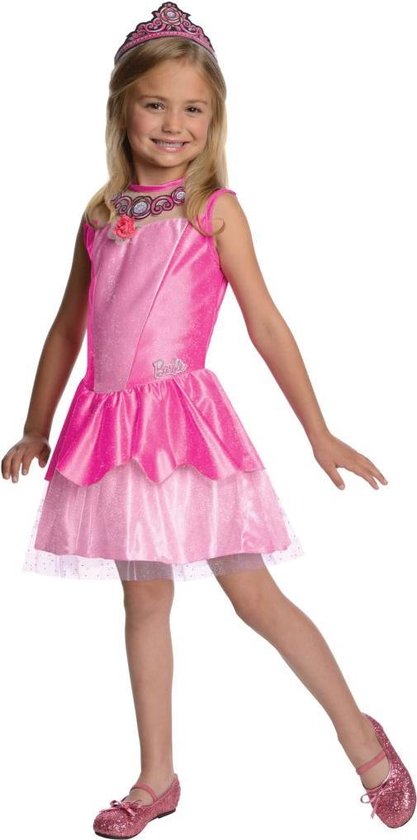 Roze prinsessen jurkje/jurk voor meisjes met tiara - prinsessen verkleedkleding/carnavalkostuum 110/128