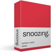 Snoozing - Katoen-satijn - Laken - Lits-jumeaux - 240x260 cm - Rood