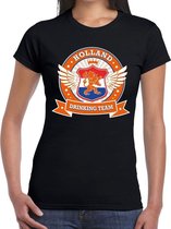 Holland drinking team t-shirt / t-shirt zwart dames - Koningsdag / supporters kleding S