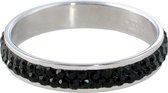 Quiges Stapelring Ring - Vulring Zwart Zirkonia - Dames - RVS zilverkleurig - Maat 22 - Hoogte 4mm