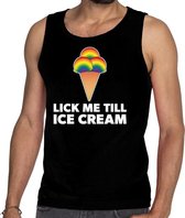 Lick me till ice cream gaypride tanktop/mouwloos shirt - zwart homo singlet voor heren - Gay pride S