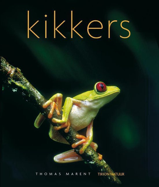 Boek 'Kikkers' met een rode boomkikker met grote rode ogen op een tak.