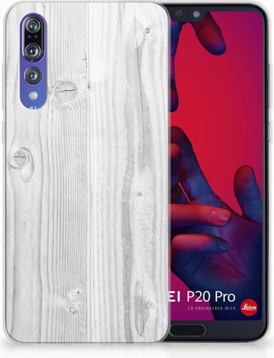 Back Cover voor Huawei P20 Pro Bumper Hoesje White Wood