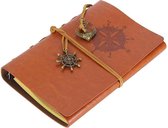 Vintage Lederen Notitieboek / Schetsboek / Schrijfmap / Notebook / 7 kleuren - Geel Bruin - B6
