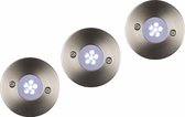 Lucide TRIO - Grondspot Buiten - Ø 6,5 cm - LED - 3x1,1W 5700K - IP67 - Mat chroom - Set van 3