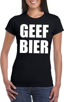 Geef Bier dames shirt zwart - Dames feest t-shirts M