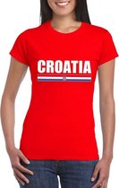 Rood Kroatie supporter t-shirt voor dames 2XL