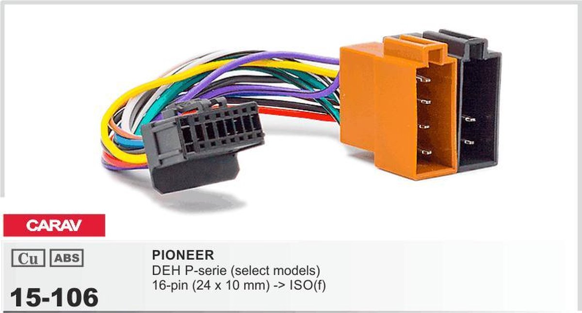 Câble, adaptateur, connecteur ISO pour autoradio Pioneer 16 broches 03