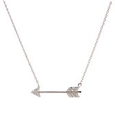 Fate Jewellery Ketting FJ497 - Pijl - Arrow - 925 Zilver - Ingelegd met Zirkonia kristallen
