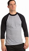 Soffe Classic Heathered Baseball T-Shirt - Oxford Grey/Black - Large
