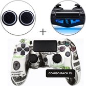 Dollars Siliconen Beschermhoes + Thumb Grips + Lightbar Skin voor PS4 Dualshock PlayStation 4 Controller - Softcover Hoes / Case